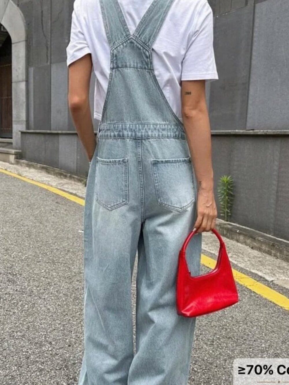 Dazy Light Wash Denim Overalls High Waist Wide Leg Size M - Picture 2 of 4